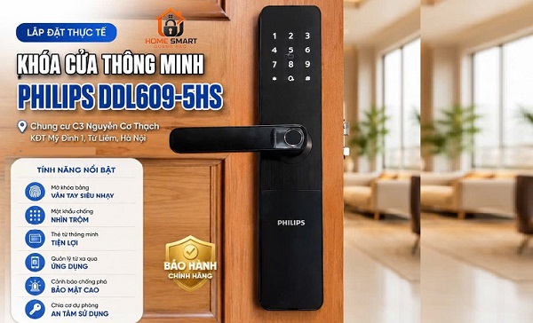 Lắp khoá Philips DDL609 5HS tại C3 Nguyễn Cơ Thạch, Mỹ Đình 2, Hà Nội